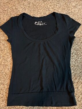 SO Black Scoop Neck Short Sleeve Tee